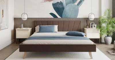 Čalouněná postel 140x200 cm HEAVEN TRINITY HNĚDÁ