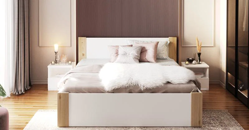 Manželská postel 160x200 cm BOSTON BÍLÁ - BOROVICE