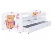 Dětská postel LUKI se šuplíkem BÍLÁ 160x80 vzor MEDVÍDEK 2