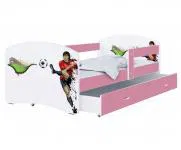 Dětská postel LUKI se šuplíkem RŮŽOVÁ 160x80 cm vzor FOTBAL