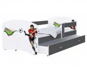 Dětská postel LUKI se šuplíkem ŠEDÁ 160x80 cm vzor FOTBAL