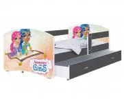 Dětská postel LUKI se šuplíkem ŠEDÁ 160x80 cm vzor ADVENTURE GINS