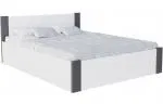 Manželská postel 140x200 cm BOSTON BÍLÁ - ŠEDÁ se zdvižným dřevěným roštem