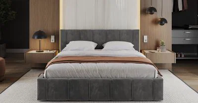 Čalouněná postel 90x200 cm EMMA Grafit s roštem