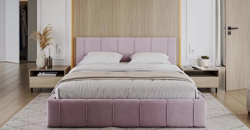 Čalouněná postel 90x200 cm EMMA Růžová s roštem