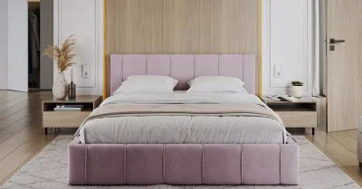 Čalouněná postel 120x200 cm EMMA Růžová s roštem