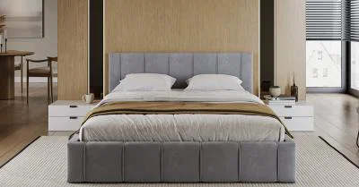 Čalouněná postel 120x200 cm EMMA Šedá s roštem