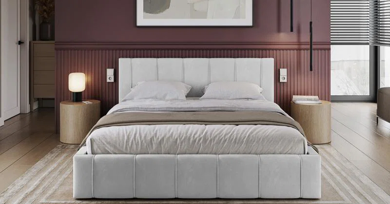 Čalouněná postel 140x200 cm EMMA Bílá s roštem