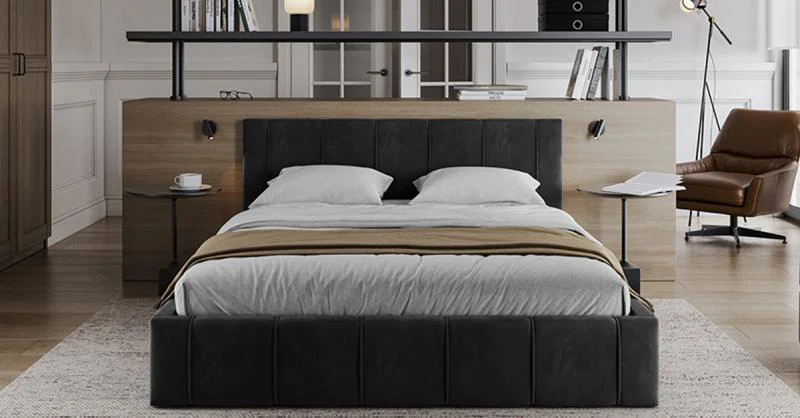 Čalouněná postel 140x200 cm EMMA Černá s roštem