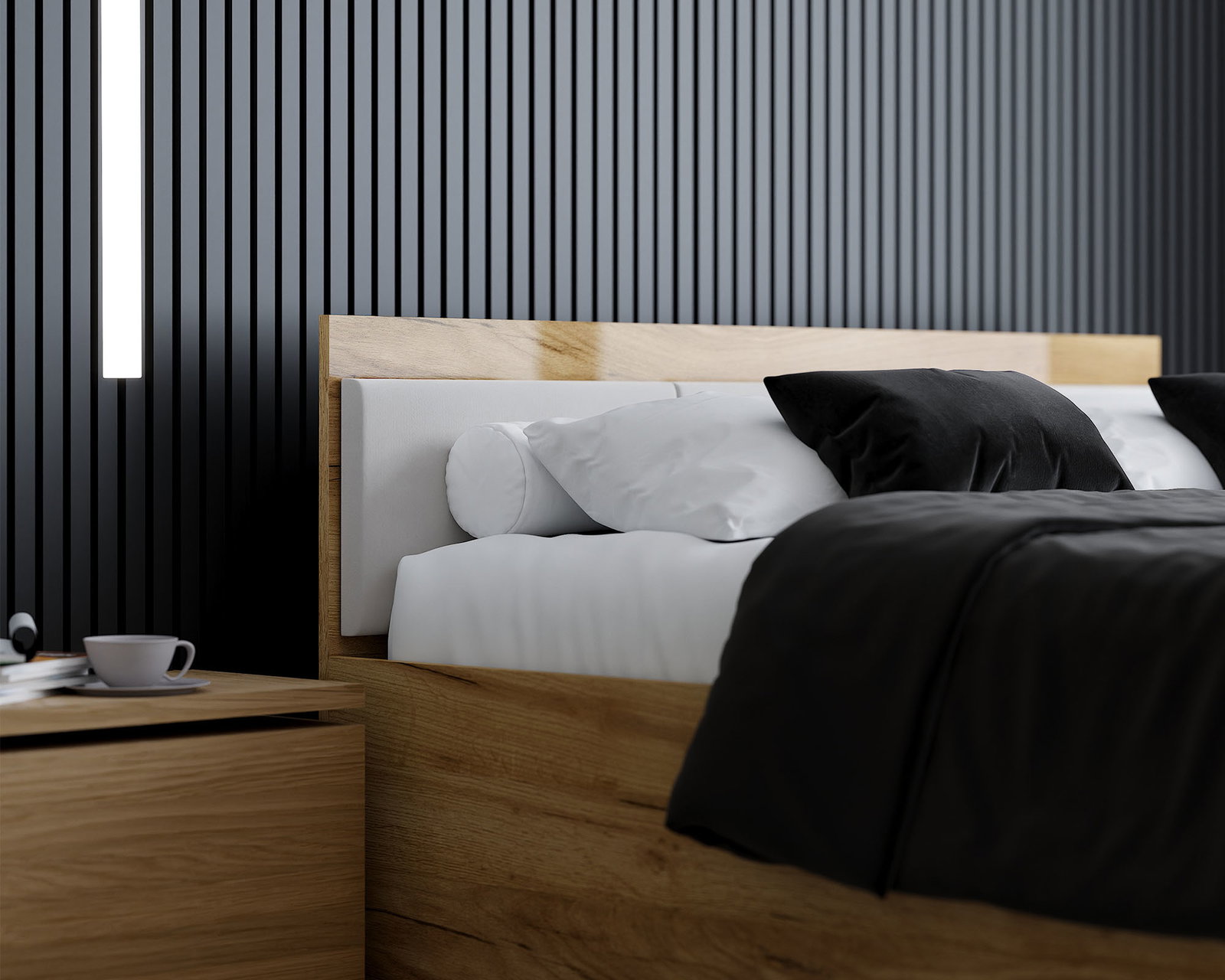 Manželská posteľ PANAMA T 160x200 so zdvíhacím kovovým roštom DUB BÍLÁ