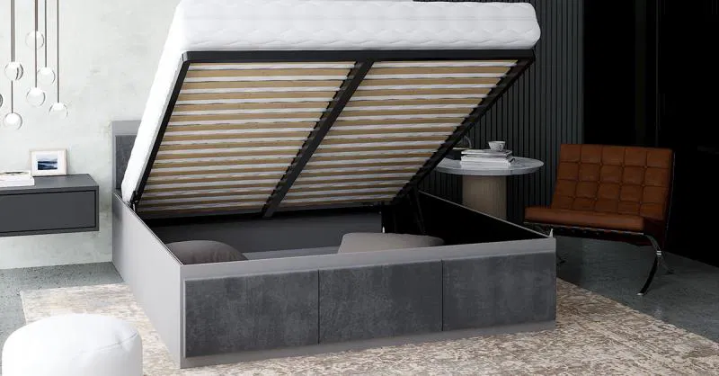 Manželská postel PANAMA T 120x200 se zvedacím kovovým roštem ŠEDÁ