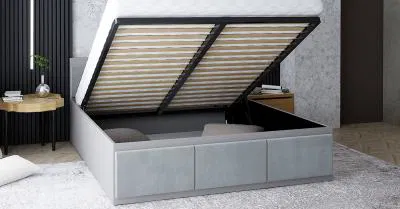 Manželská postel PANAMA T 180x200 se zvedacím kovovým roštem ŠEDÁ SVĚTLE ŠEDÁ