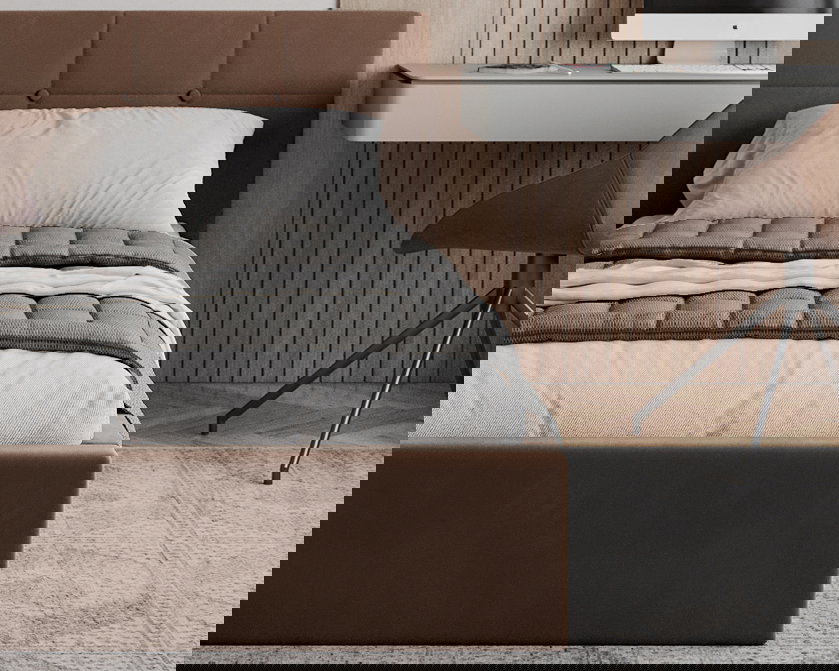 Čalúnená posteľ RINO 90x200 cm s roštom hnedá