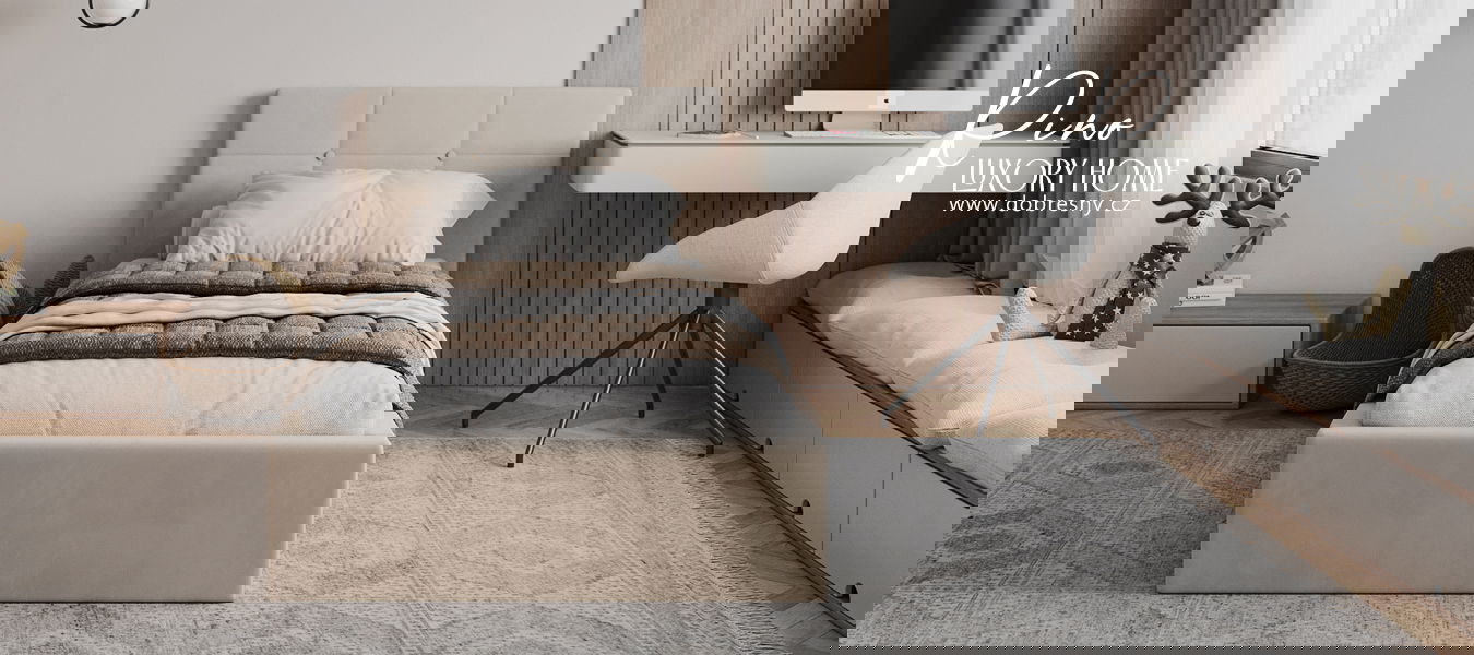 Čalúnená posteľ RINO 90x200 cm s roštom krémová