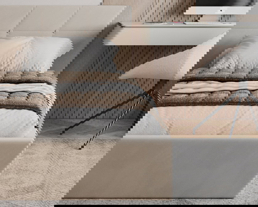 Čalúnená posteľ RINO 90x200 cm s roštom krémová