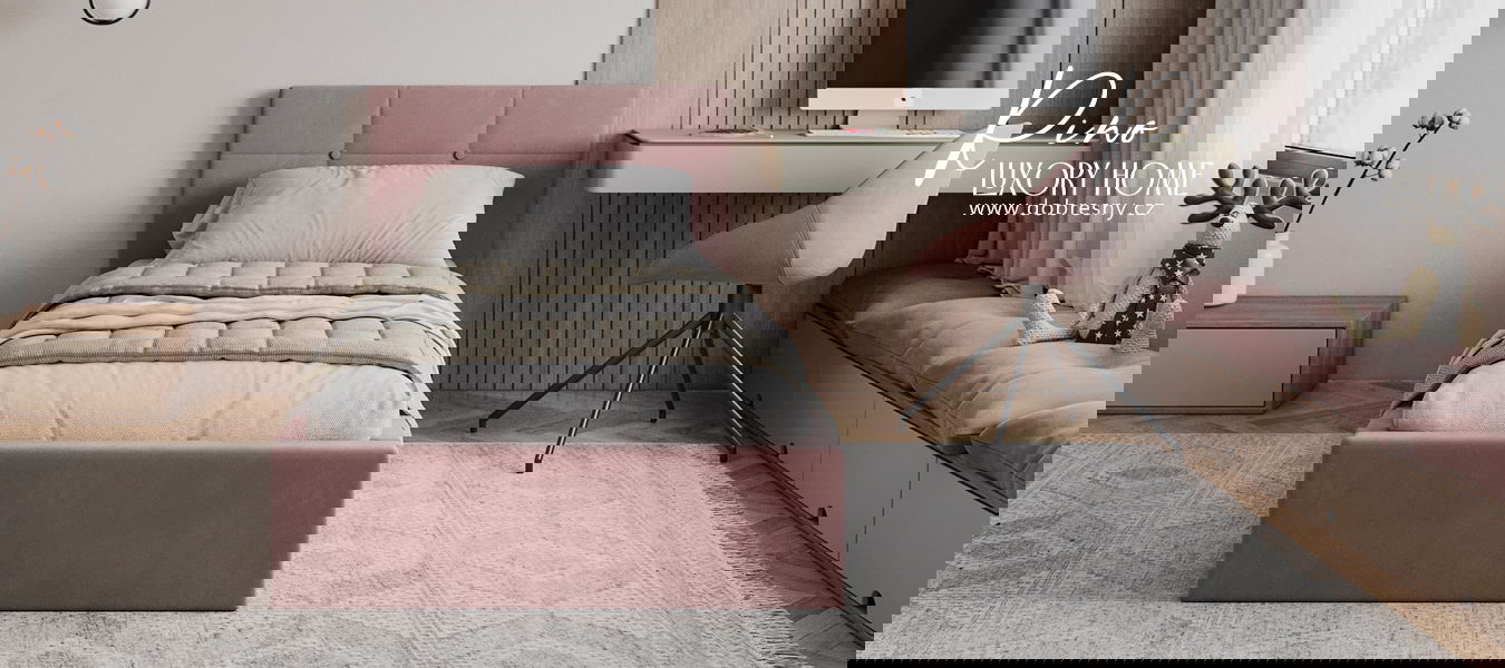Čalúnená posteľ RINO 90x200 cm s roštom ružová