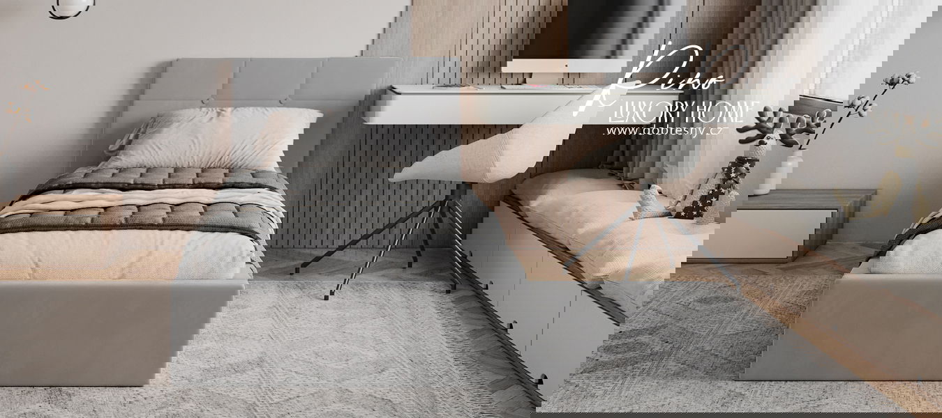 Čalúnená posteľ RINO 90x200 cm s roštom sivá