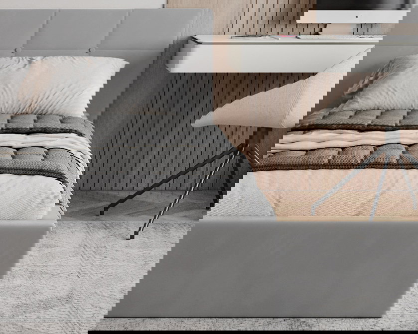 Čalúnená posteľ RINO 90x200 cm s roštom sivá