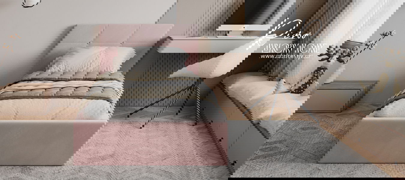 Čalúnená posteľ RINO 90x200 cm s roštom svetlo ružová