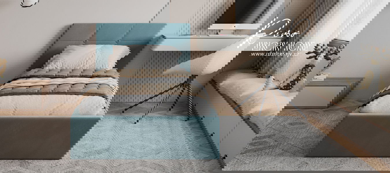 Čalúnená posteľ RINO 90x200 cm s roštom tyrkysová