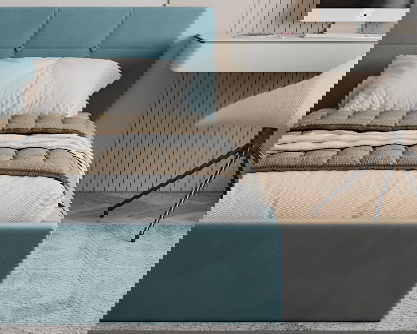 Čalúnená posteľ RINO 90x200 cm s roštom tyrkysová