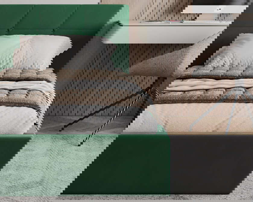 Čalúnená posteľ RINO 90x200 cm s roštom zelená