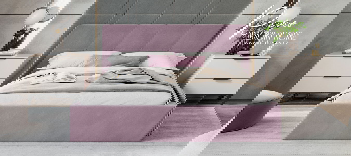 Čalúnená posteľ RINO 120x200 cm s roštom fialová