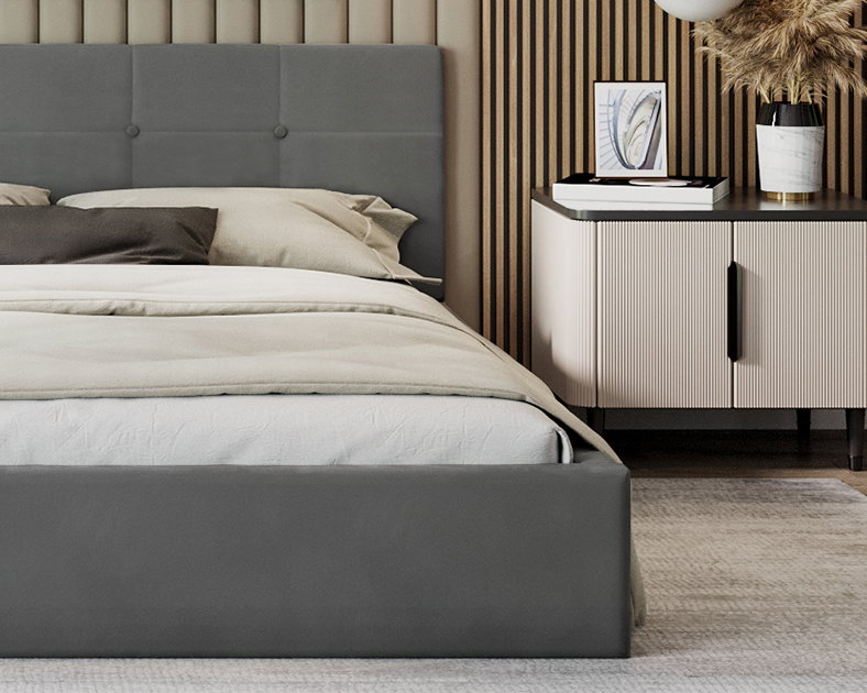 Čalúnená posteľ RINO 120x200 cm s roštom grafit
