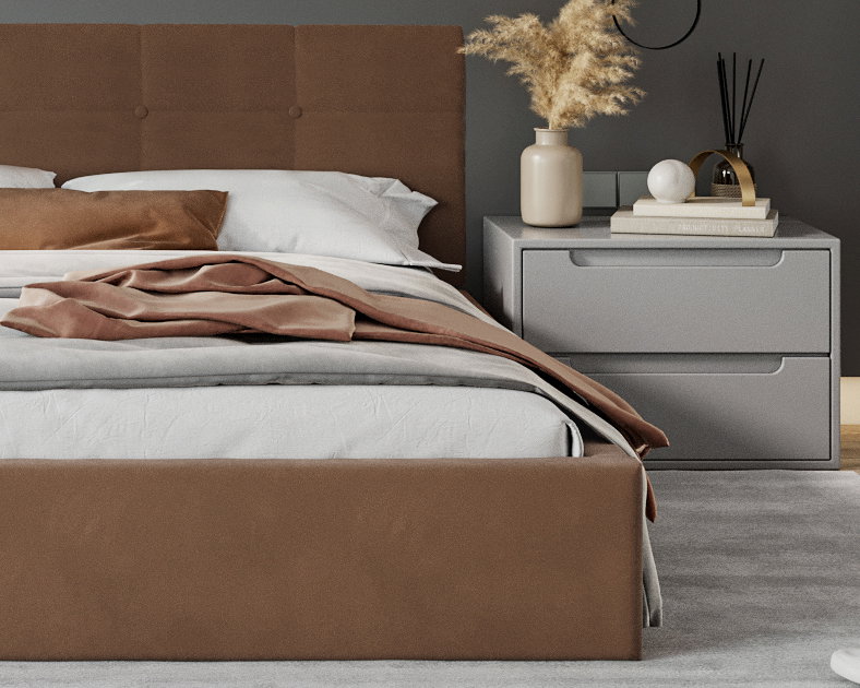 Čalúnená posteľ RINO 120x200 cm s roštom hnedá