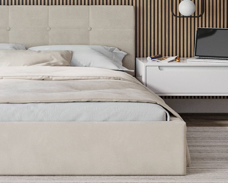 Čalúnená posteľ RINO 120x200 cm s roštom krémová