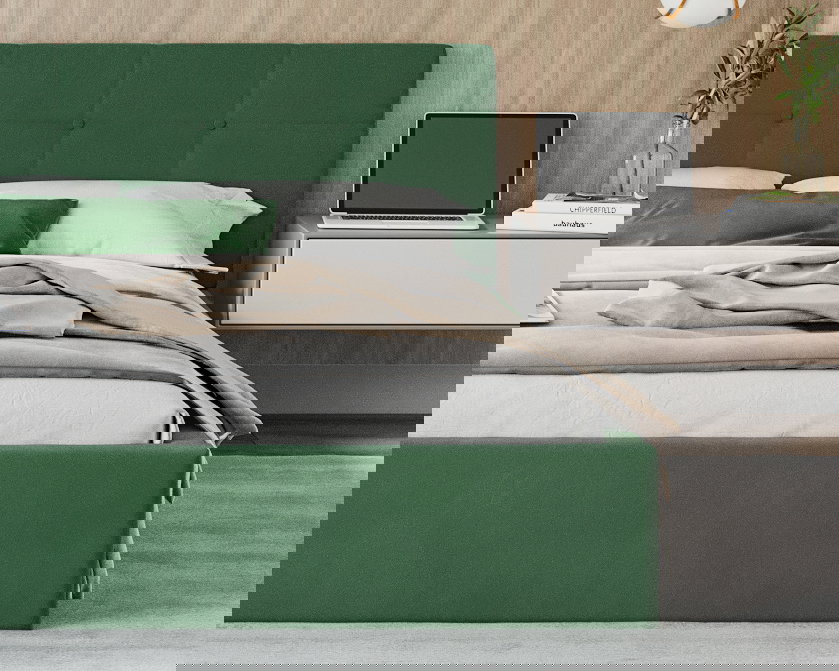Čalúnená posteľ RINO 120x200 cm s roštom zelená