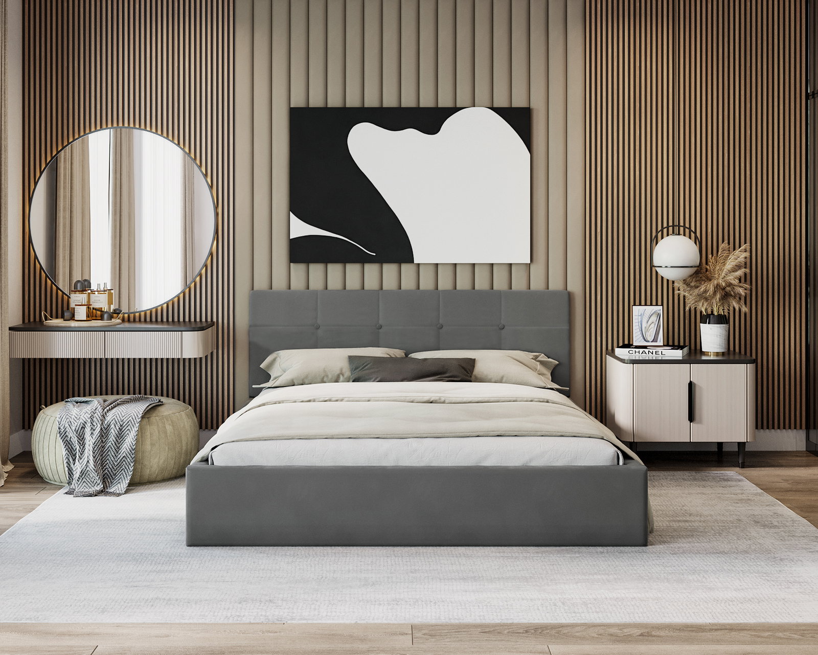 Čalúnená posteľ RINO 140x200 cm s roštom grafit