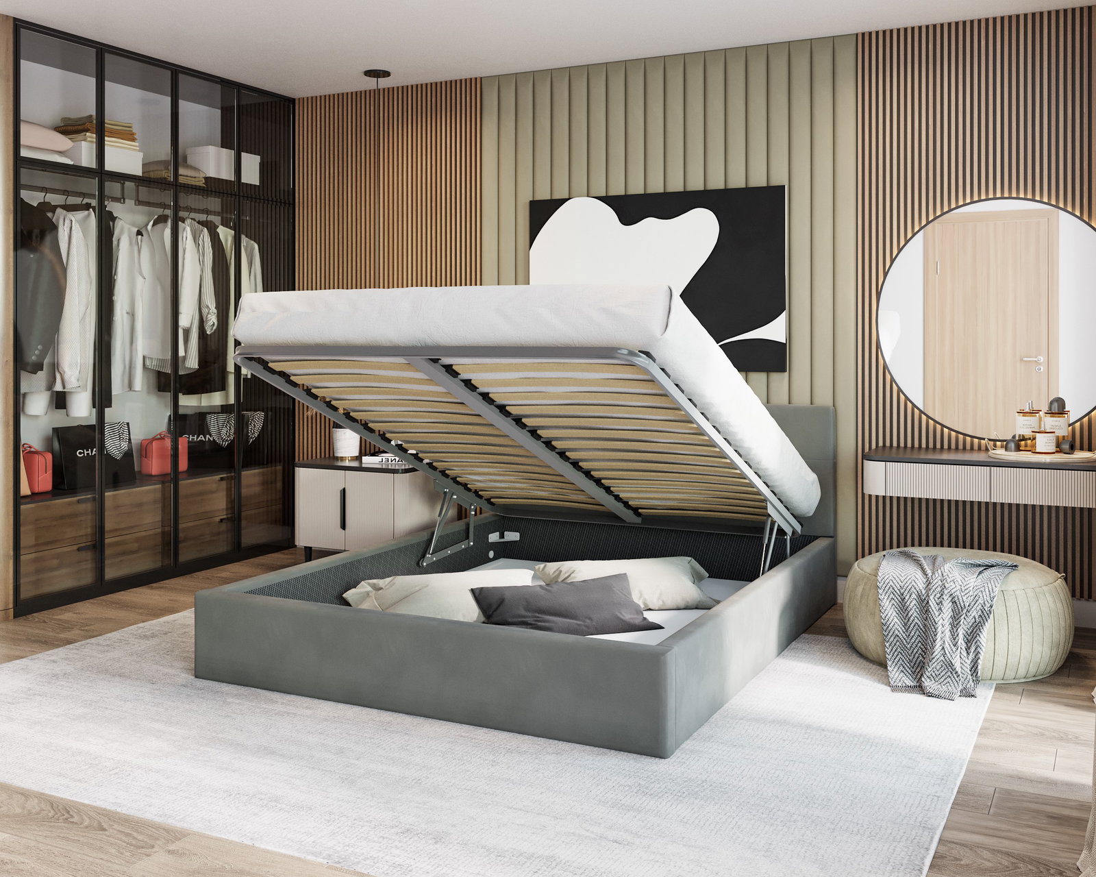 Čalúnená posteľ RINO 140x200 cm s roštom grafit