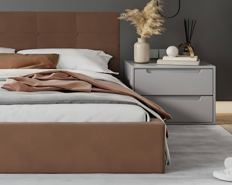 Čalúnená posteľ RINO 140x200 cm s roštom hnedá