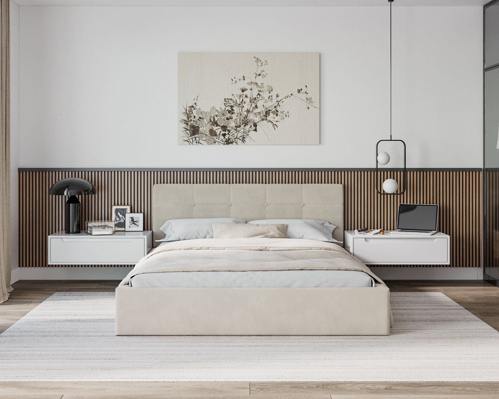 Čalúnená posteľ RINO 140x200 cm s roštom krémová