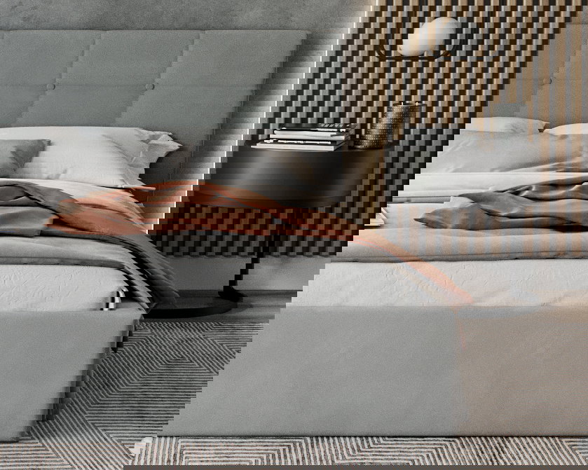 Čalúnená posteľ RINO 140x200 cm s roštom sivá