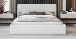 Čalouněná postel RINO 160x200 cm s kovovým roštem bílá