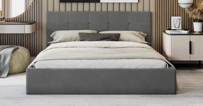 Čalouněná postel RINO 160x200 cm s kovovým roštem grafit