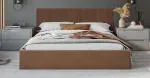 Čalouněná postel RINO 160x200 cm s kovovým roštem hnědá