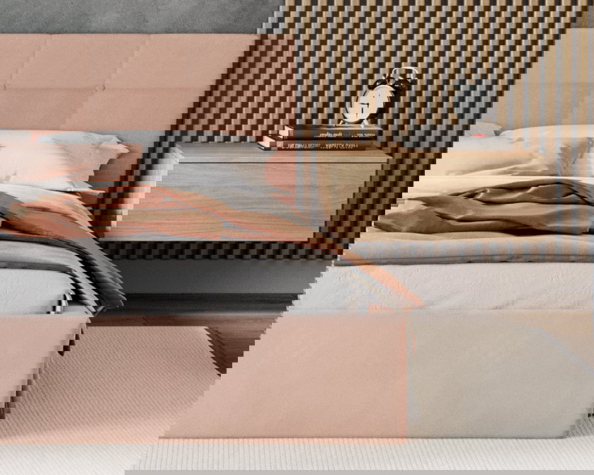 Čalúnená posteľ RINO 160x200 cm s roštom svetlo ružová