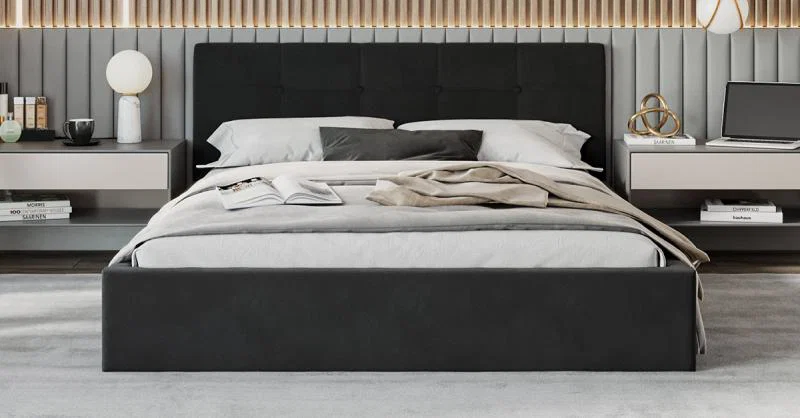 Čalouněná postel RINO 180x200 cm s kovovým roštem černá