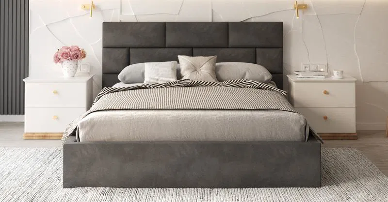 Čalouněná postel PASADENA 140x200 s kovovým roštem GRAFIT
