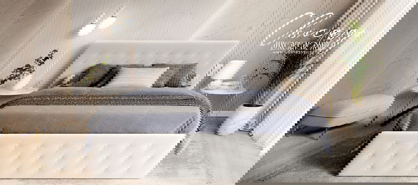 Čalúnená posteľ CHICAGO TRINITY 120x200 s kovovým zdvižným roštom BIELA