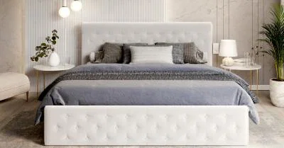 Čalouněná postel CHICAGO TRINITY 120x200 s kovovým zdvižným roštem BÍLÁ