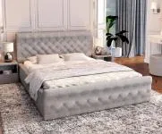 Luxusní postel CHICAGO TRINITY 120x200 s kovovým zdvižným roštem SVĚTLE ŠEDÁ