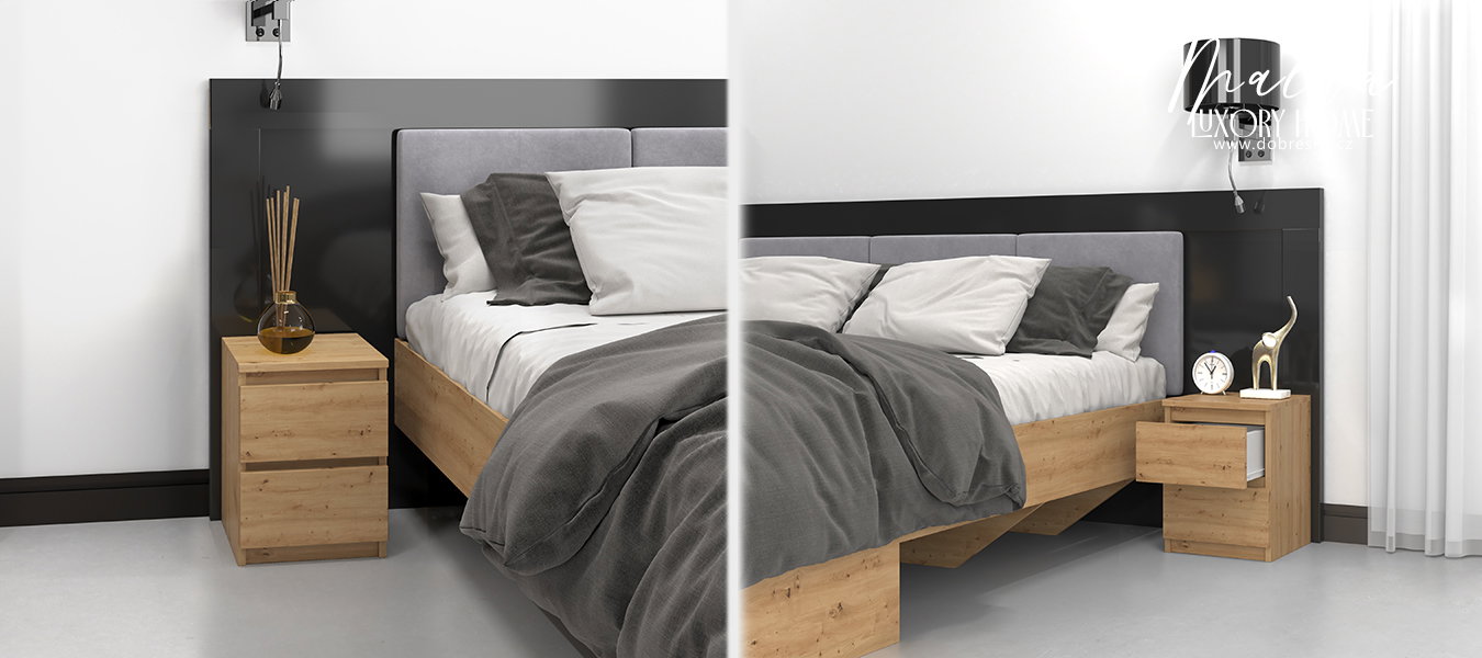 Nočný stolík MALWA M2 s 2 zásuvkami DUB ARTISAN