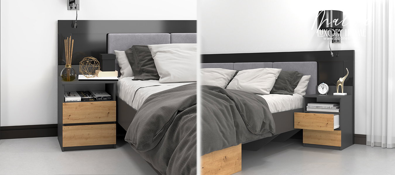 Nočný stolík MALWA M1 DUB ARTISAN/ŠEDÁ