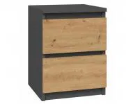 Noční stolek M2 se 2 zásuvkami DUB ARTISAN/ŠEDÁ