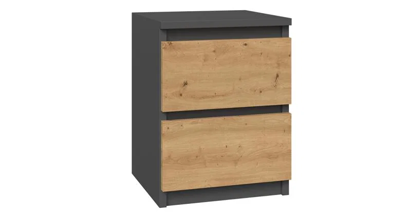 Noční stolek MALWA M2 se 2 zásuvkami DUB ARTISAN/ŠEDÁ