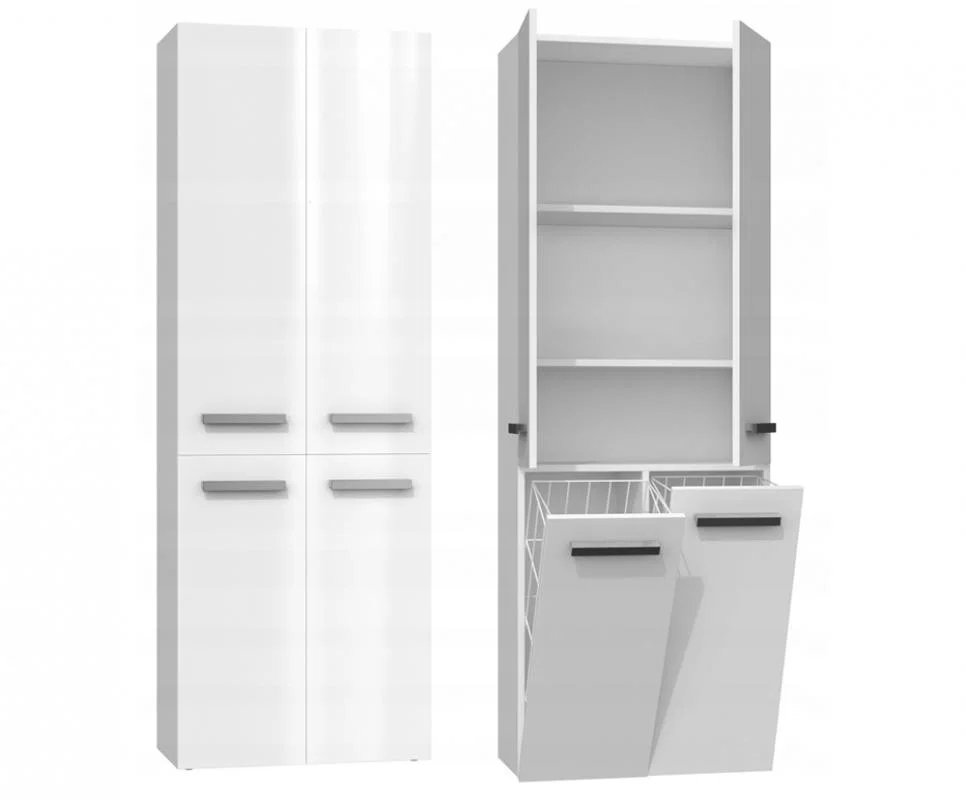 Koupelnová skříňka NEL 2K DD BÍLÁ LESK